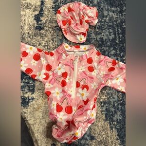 2 swim suits Pink Cherry and Daisy Swimsuit Set